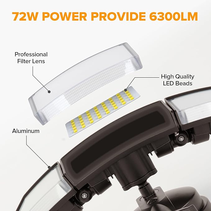 LUTEC 2 Pack 72W 7500LM LED Security Lights Motion Sensor Light Outdoor, 5000...