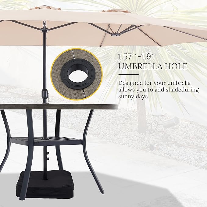 VICLLAX 47.2" Outdoor Round Patio Table for Lawn Garden, All Weather Met...