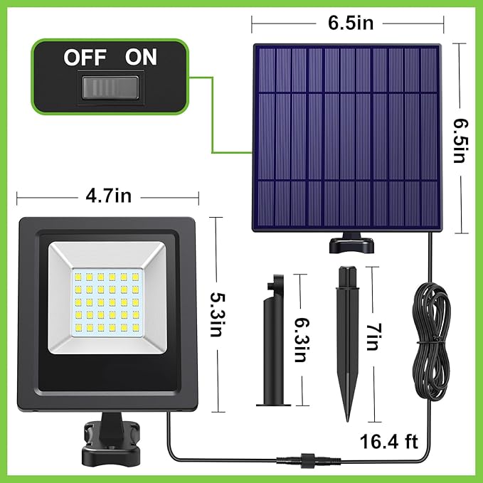 Solar Lights Outdoor Solar Flood Dusk to Dawn Lights 4400mAh 3000K Warm White...
