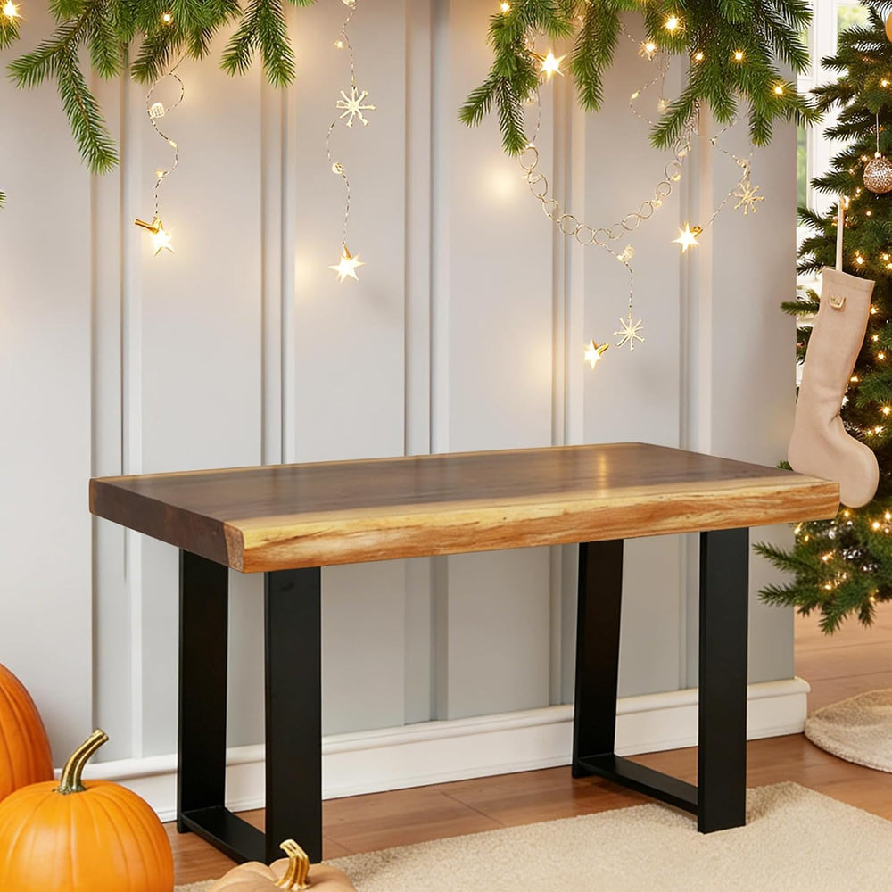 Live Edge Wood Bench 31 inch Long Natural Wooden Entryway Bench