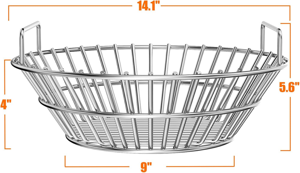 onlyfire Stainless Steel Charcoal Ash Basket with Handle Charcoal Holder | Fi...