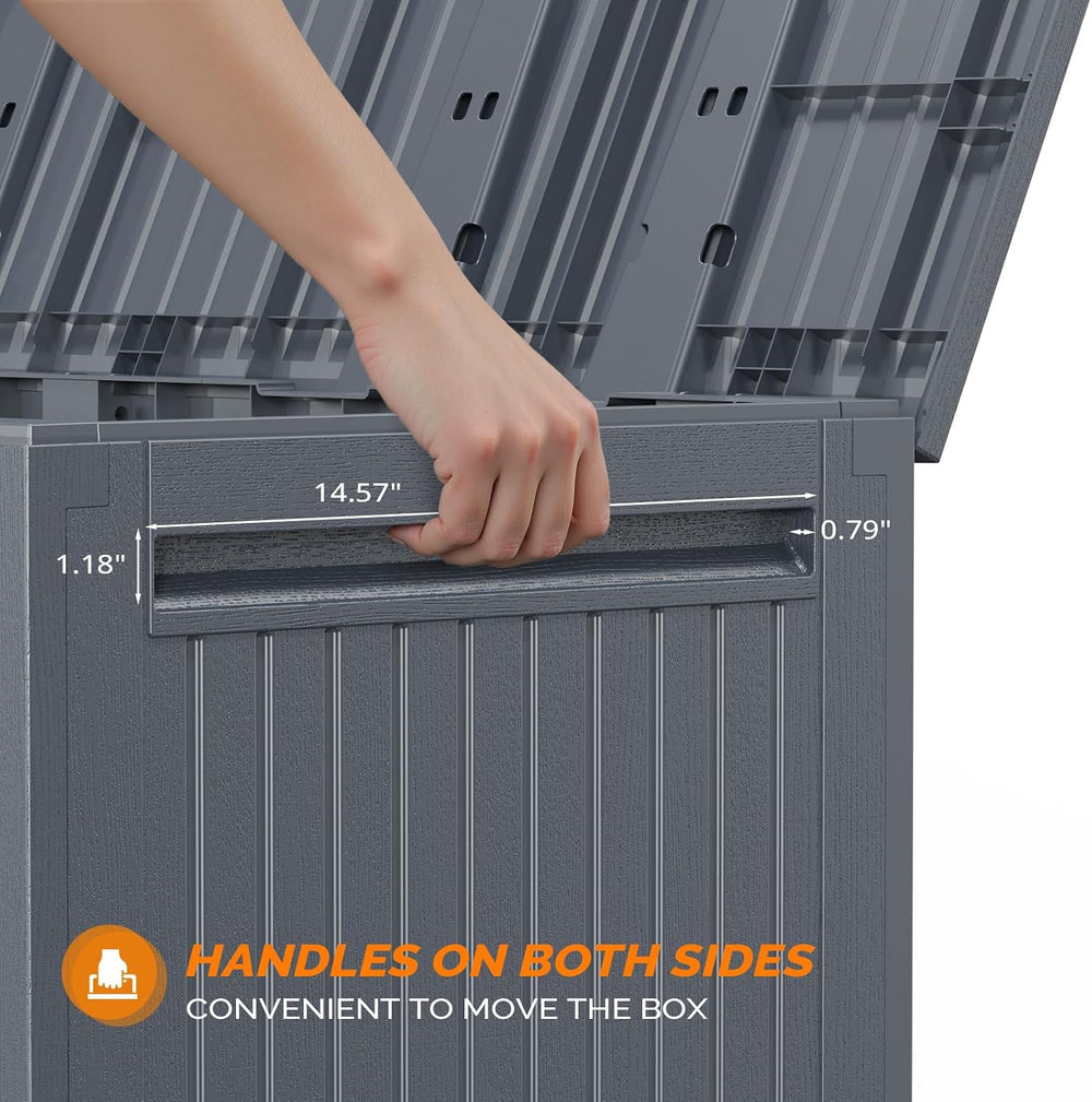 VINGLI 90 Gallon Lockable Durable Outdoor Storage Box, Grey