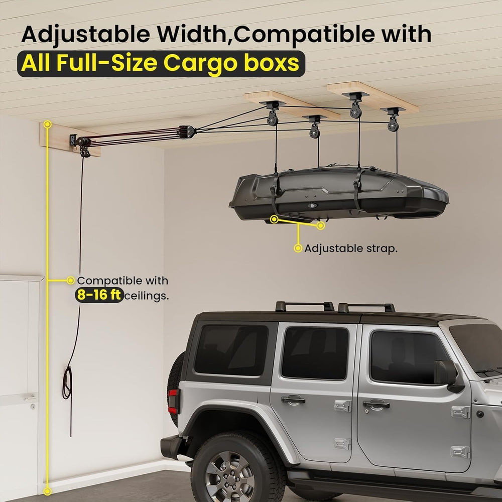 Cargo Box Ceiling Storage Hoist,180lbs Pulley System for Overhead Garage Ceil...