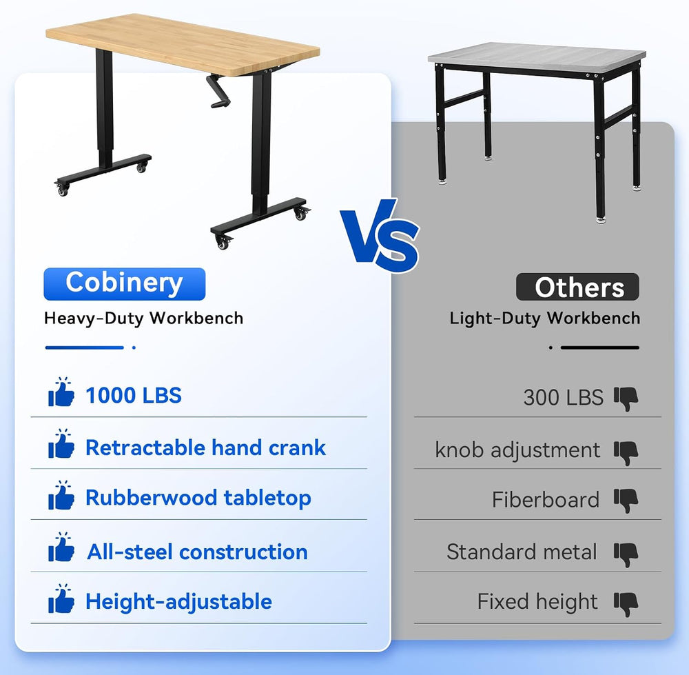 Work Benches for Garage,1000 LBS,Folding Crank Handle,Easy to Install