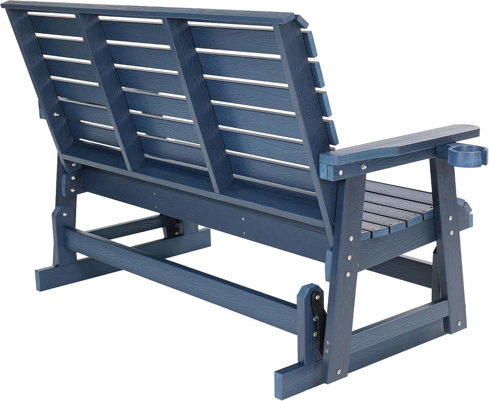HIPS Patio Glider with Cup Holders, Durable Poly Lumber Material, All-Weather...