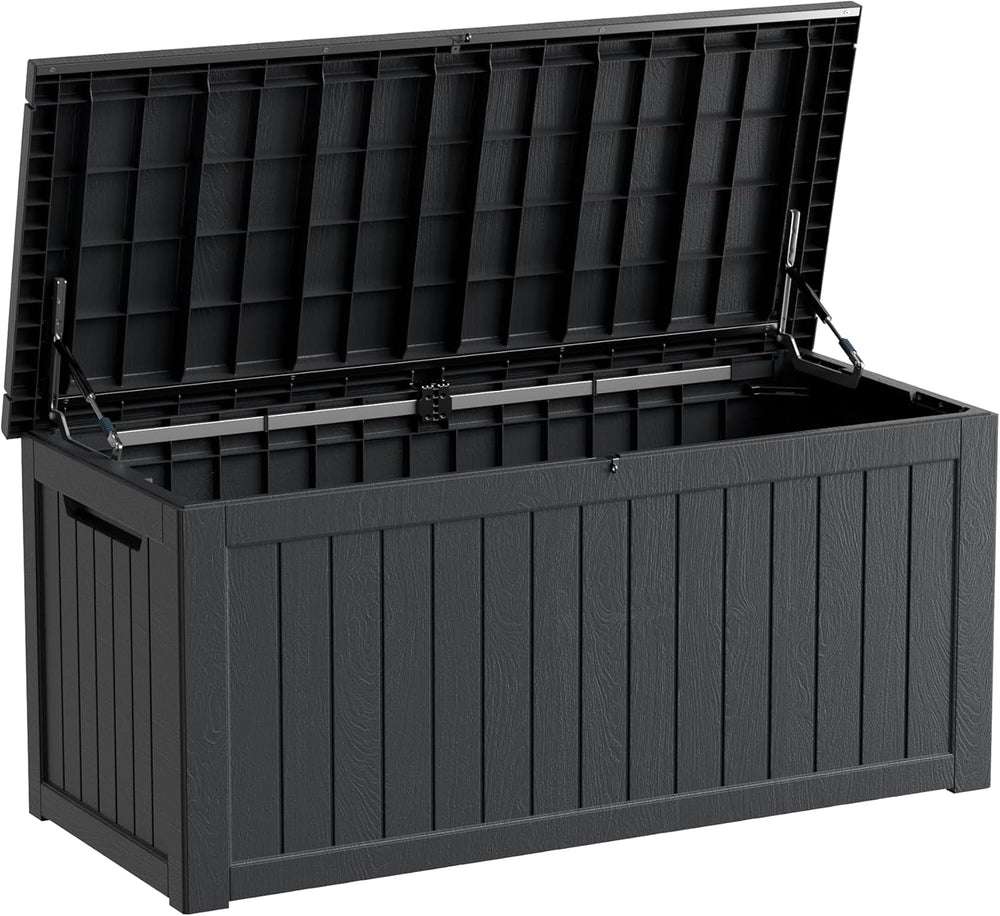 300 Gallon Outdoor Storage Box, Waterproof Resin Deck Container with Lockable...