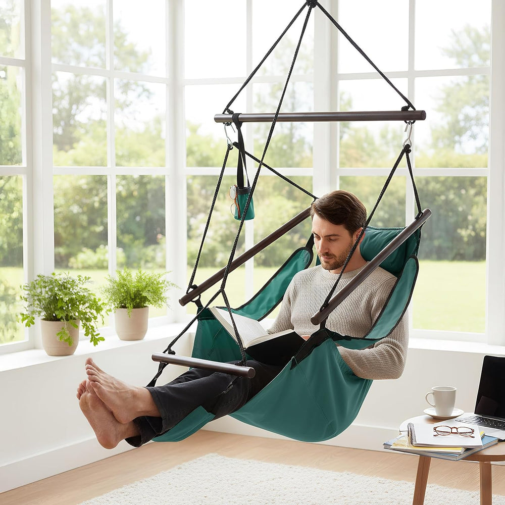 Upgraded Unique Hammock Sky Chair, Air Deluxe Hanging Swing Seat with Rope Th...