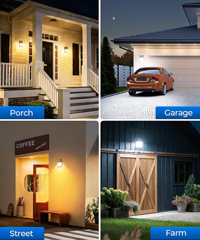 CINOTON 30W 3CCT LED Wall Pack Light with Dusk to Dawn Sensor, 3000K/4000K/50...