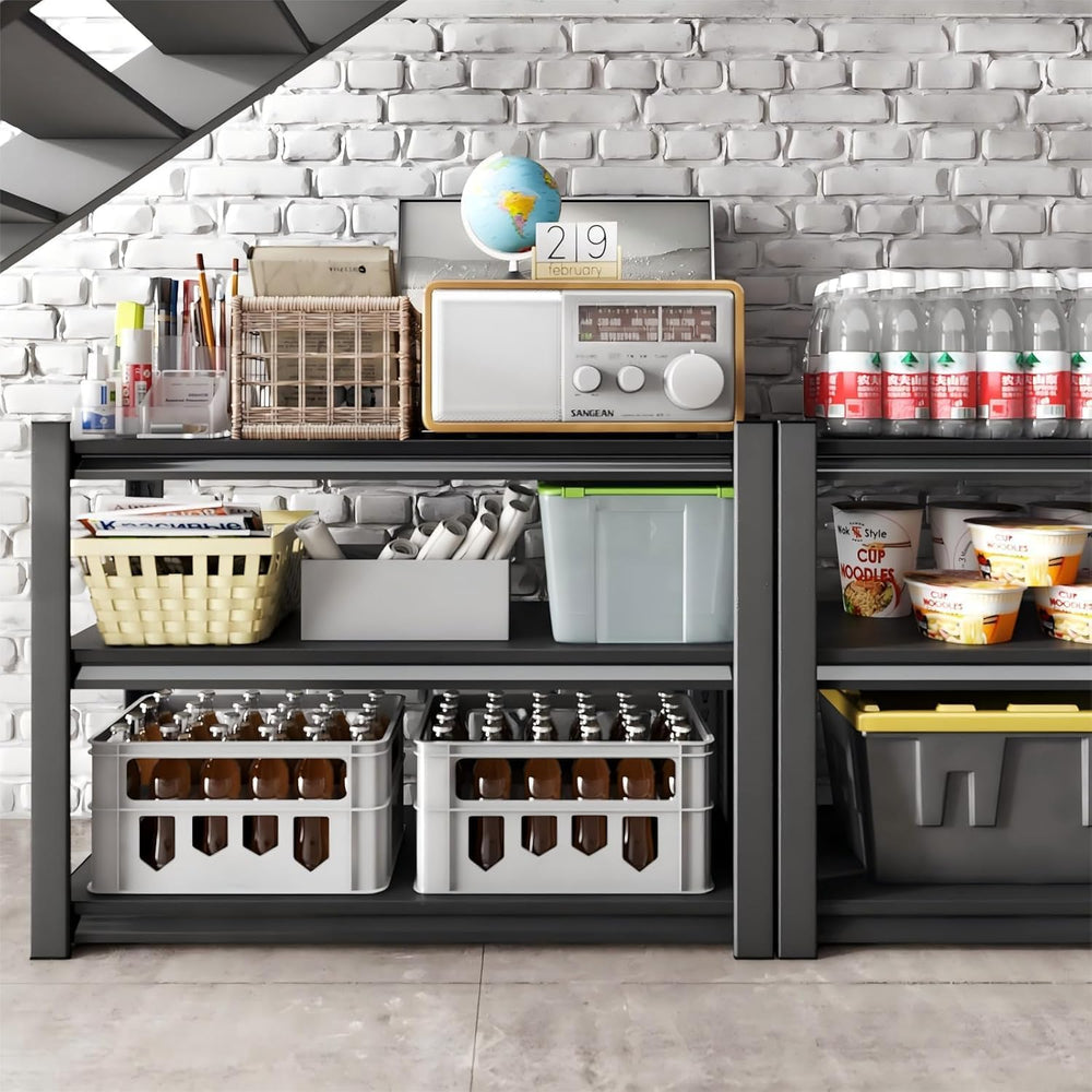 3-Tier Garage Shelving Heavy Duty,48" W Metal Shelving Unit for Garage, ...
