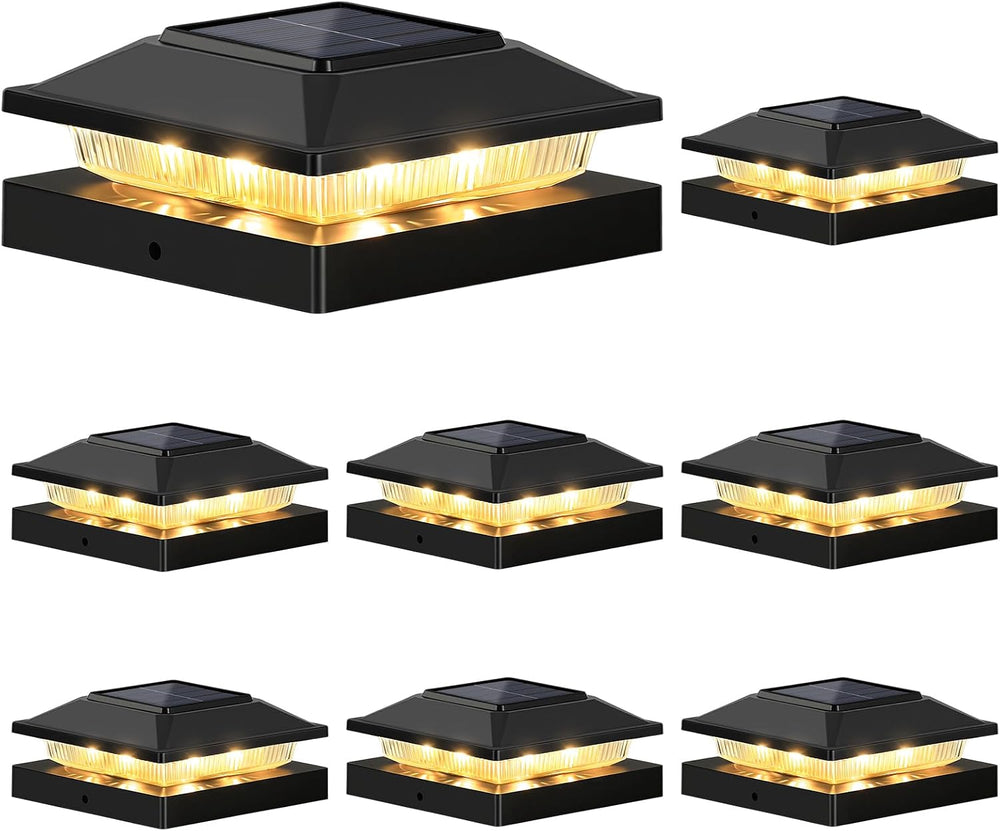 Brightever 4x4 3.5x3.5 Solar Post Cap Lights 8-Pack Black