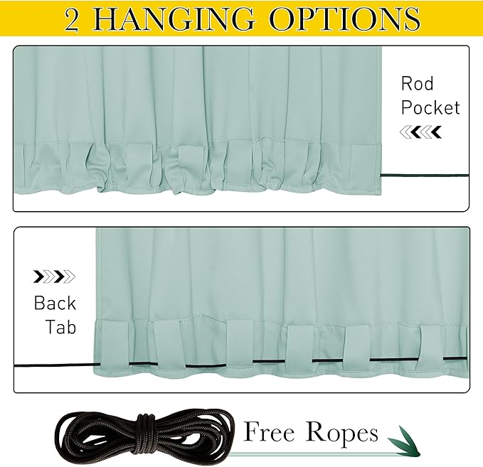 NICETOWN 2 Panels Weighted Outdoor Curtains for Patio Waterproof, Thermal Top...