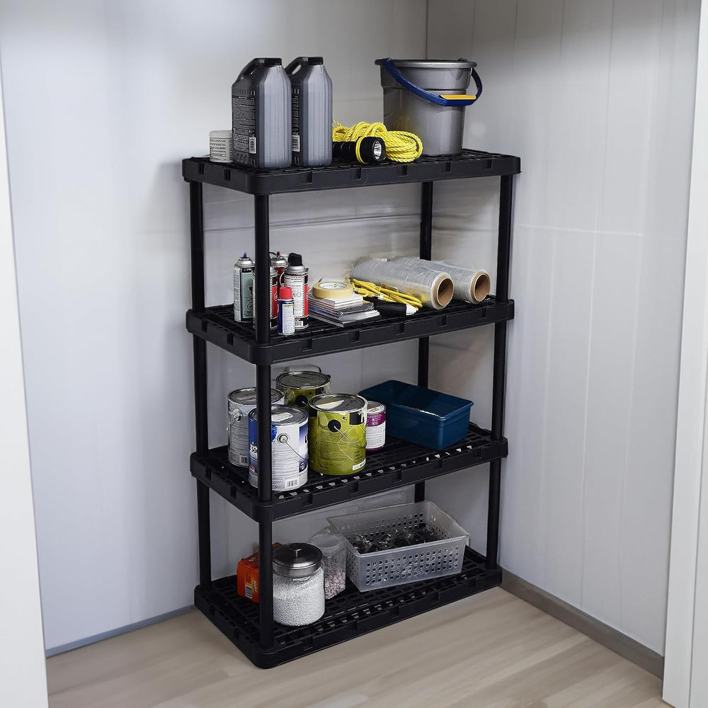 Gracious Living 4-Shelf Heavy-Duty Shelving Storage Rack for Home, Black