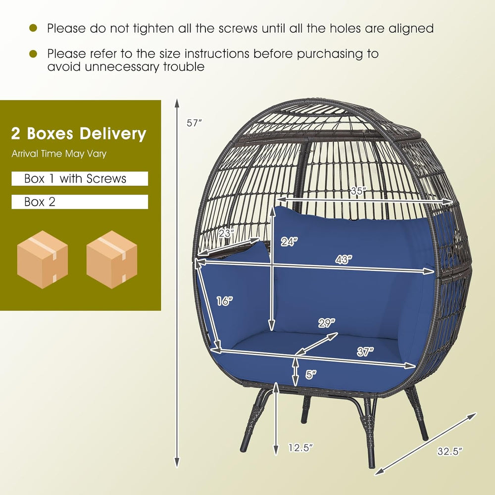 GIANTEX Oversized Wicker Egg Chair, Outdoor & Indoor Hammock Chair with T...