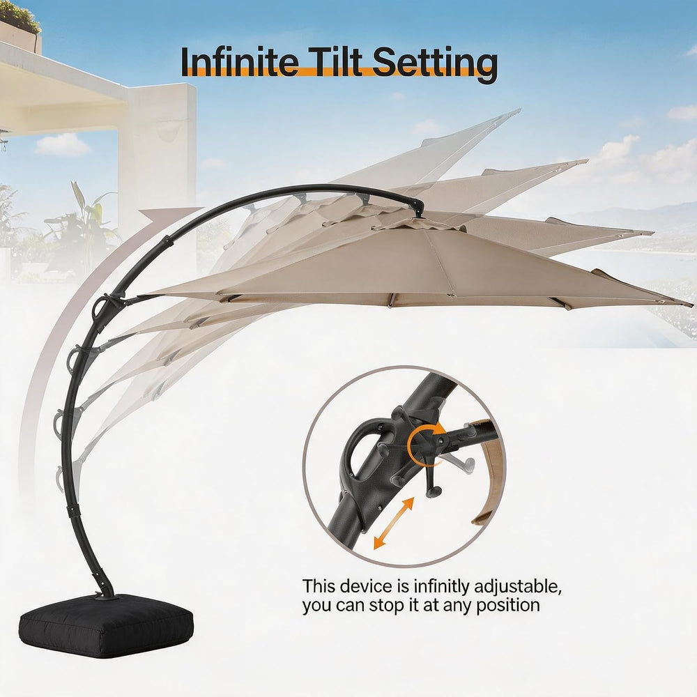 LAUSAINT HOME Outdoor Patio Umbrella with Base included, 11 FT Deluxe Curvy C...