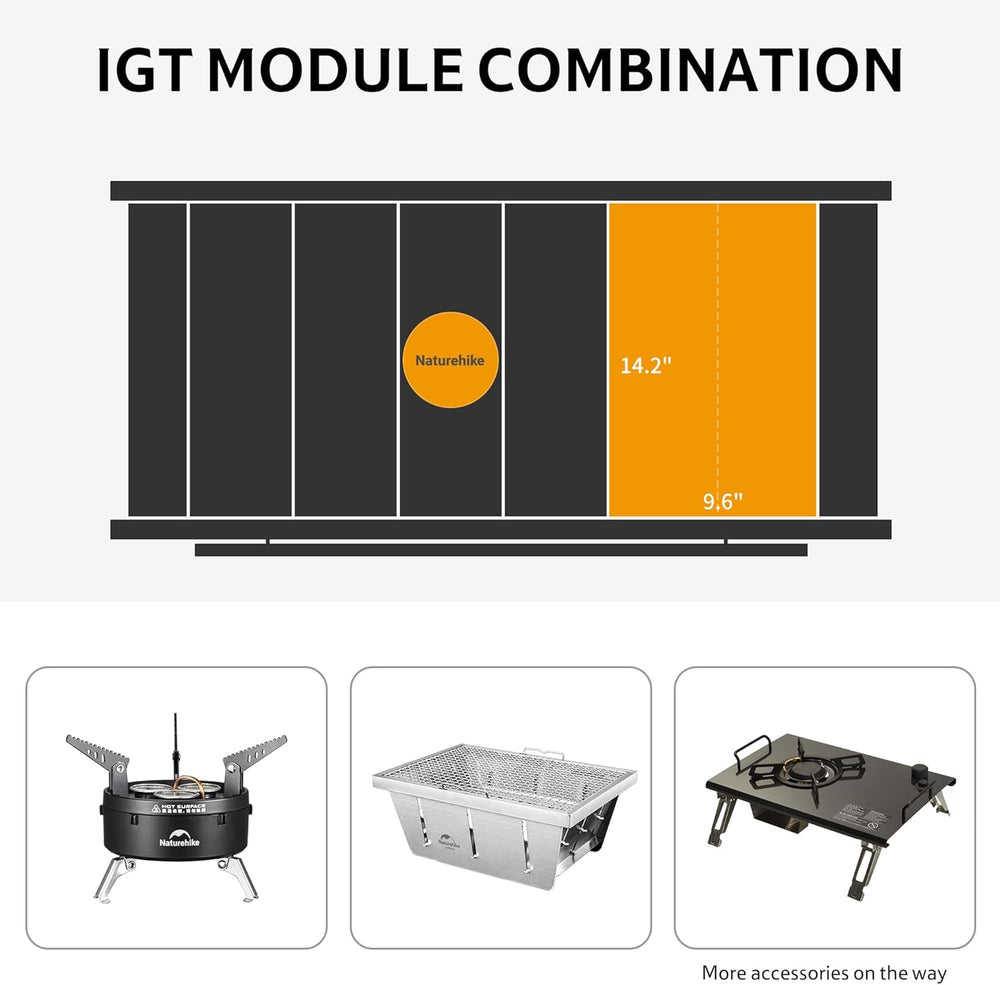 Naturehike IGT Camping Table, Height Adjustable, Expandable Cooking Area
