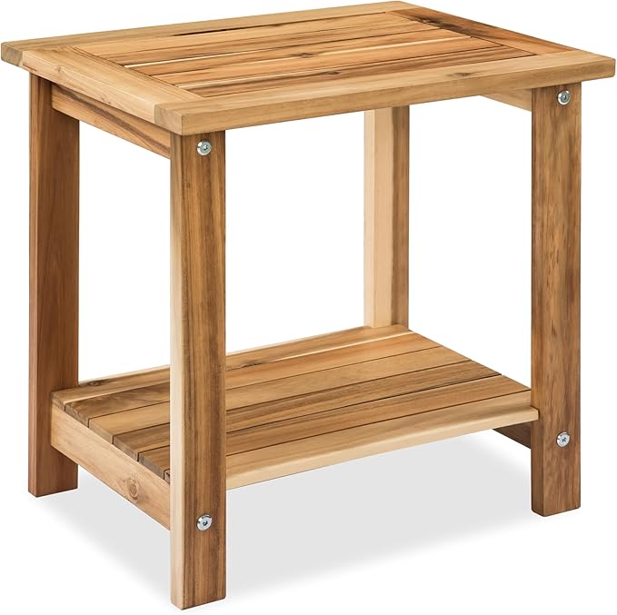 Double Adirondack Side Table, Weather-Resistant Rectangular End Table for Pat...