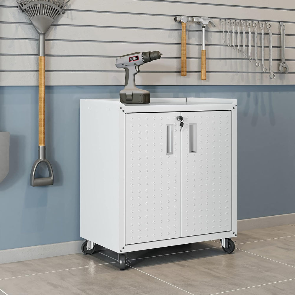 Manhattan Comfort Fortress Rolling Garage Storage Cabinet with 2 Adjustable S...