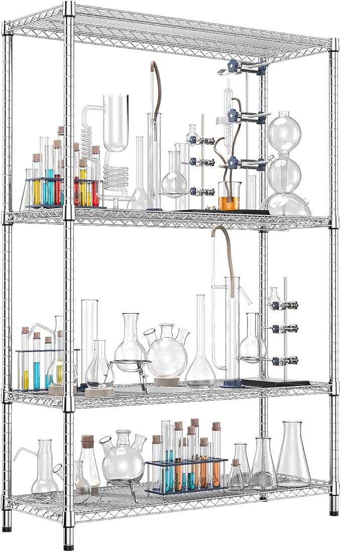 IZEUK 3400 LBS Garage Shelving Wide Storage Shelves 4 Tier Metal Shelves Heav...