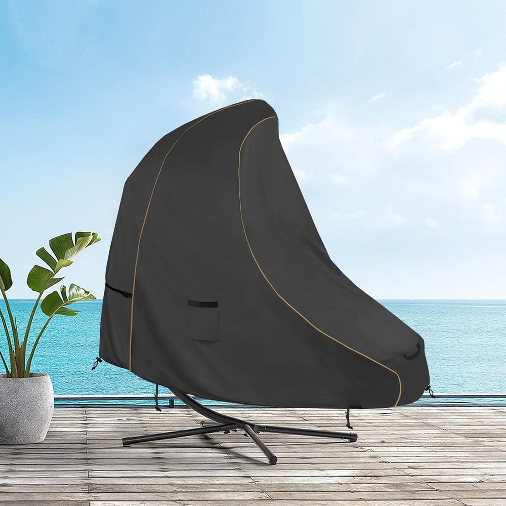 Bitubi 73 Inch Patio Hanging Chaise Lounge Cover - Classic Black 600D Tough C...