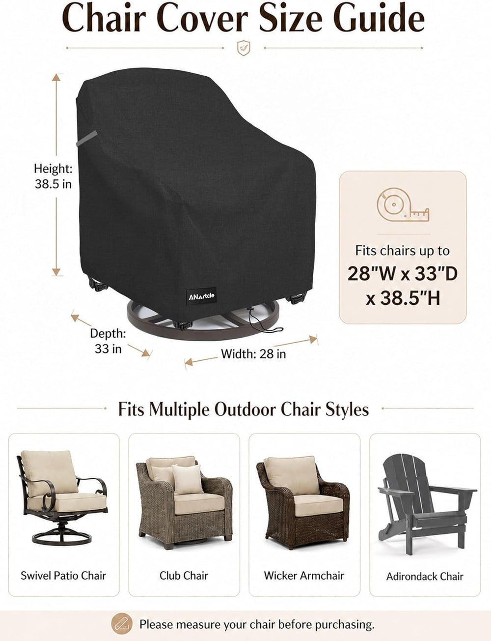 Patio Swivel Rocking Chair Cover 2-Pack,100% Waterproof Heavy Duty Outdoor Ch...
