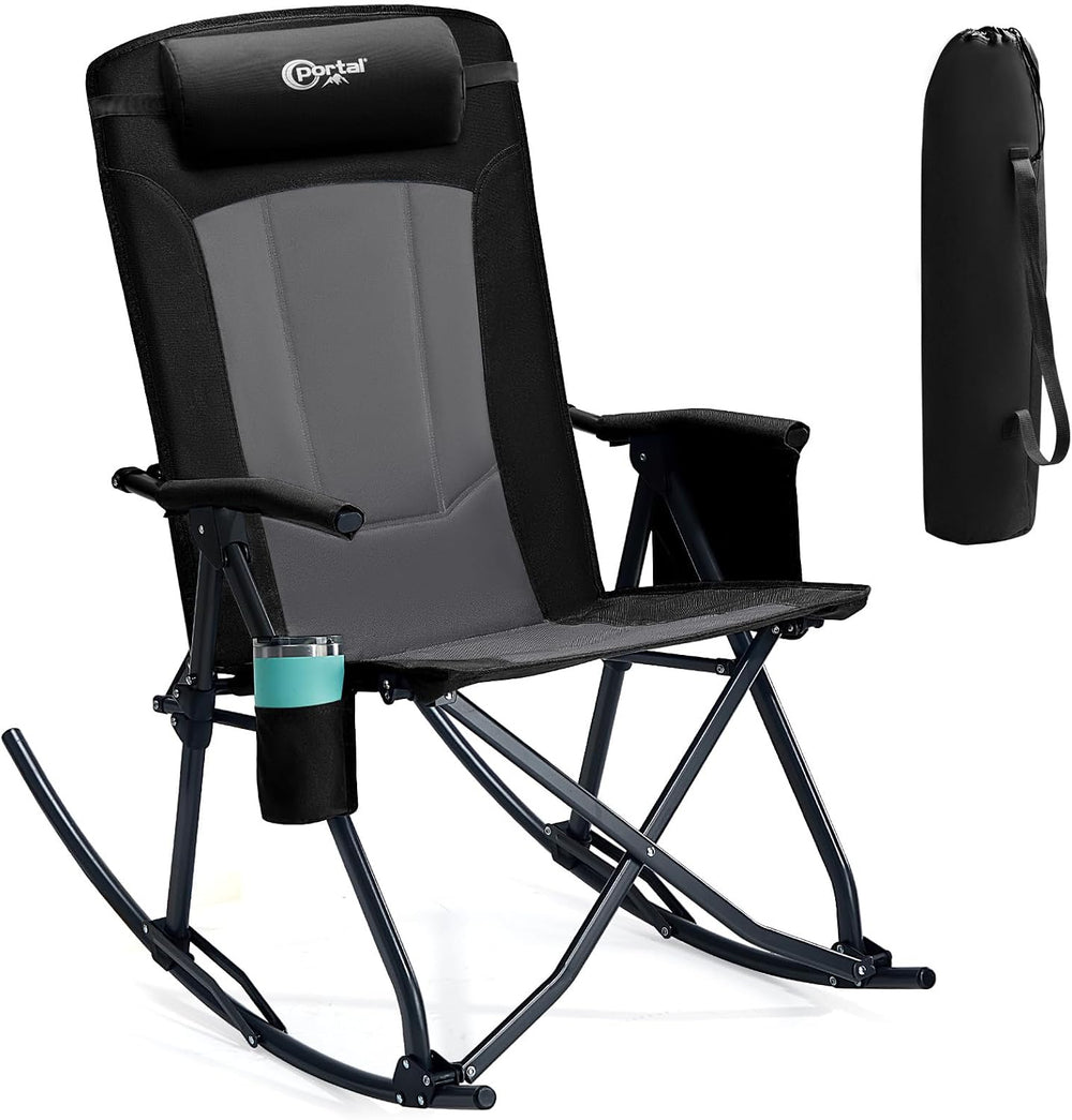 Portal Oversized Folding Rocking Chair, 400 lbs Capacity for Camping