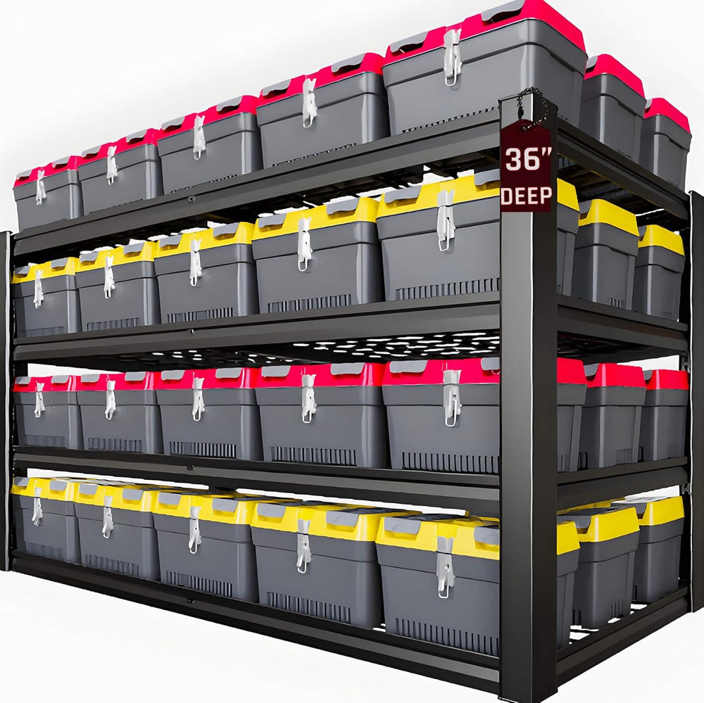 36" D Storage Shelves, 68" W Garage Shelving Heavy Duty Metal Adjus...