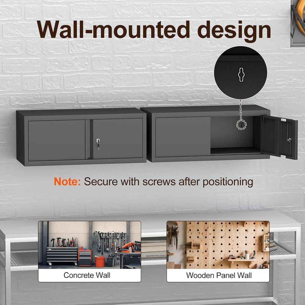 Metal Garage Wall Cabinets,13" H Garage Storage Cabinet Wall Mounted,Flo...