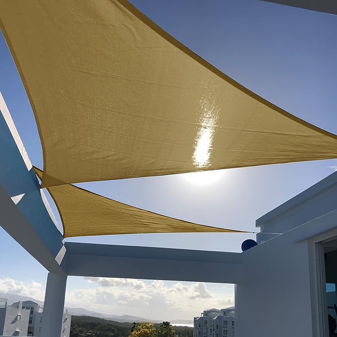 SUNNY GUARD Sun Shade Sail 16'x16'x16' Triangle Sand UV Block Sun...