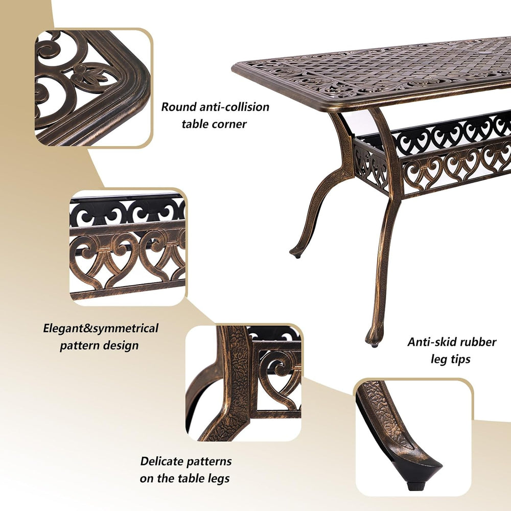 Grepatio 7 Piece Patio Dining Set Outdoor Dining Set Cast Aluminum Furniture ...