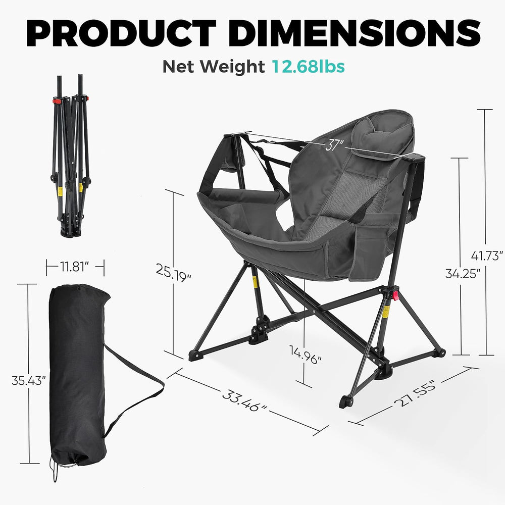 Hammock Camping Chair, Foldable Portable Rocking Chairs for Adults Outside Sw...