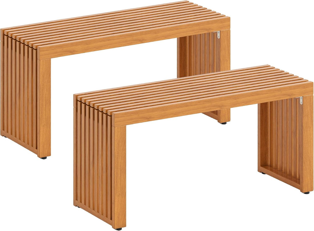 Tangkula Acacia Wood Outdoor Bench, 36”Garden Bench for 2 Person, 2 Pack
