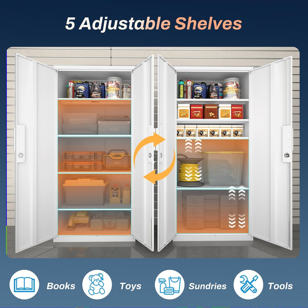 71" Garage Storage Cabinet, White