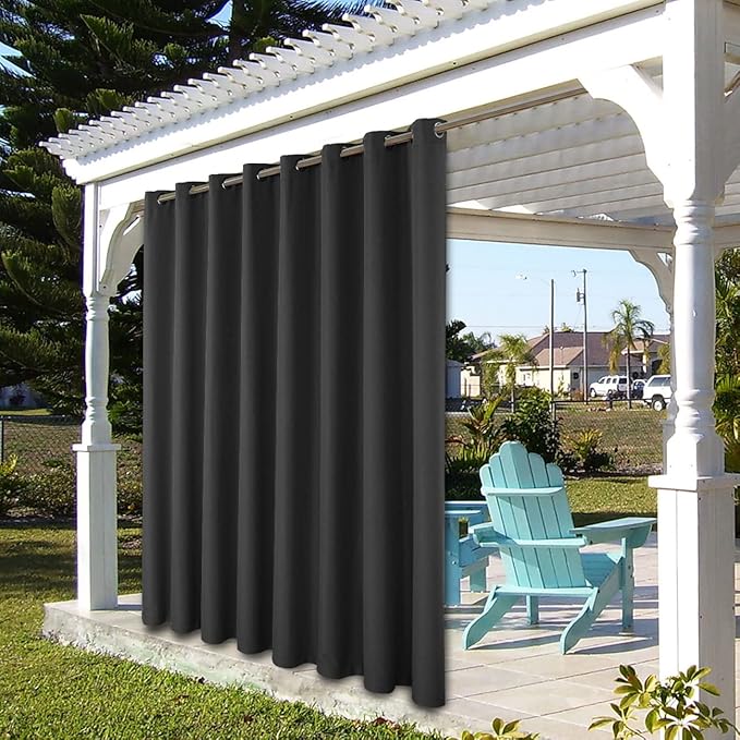 BONZER Outdoor Waterproof Curtains for Patio Extra Wide Grommet Light Filteri...
