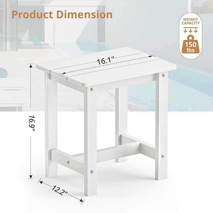 LUE BONA Outdoor Side Table Set of 2, HDPS Small Outdoor Table, Adirondack Si...