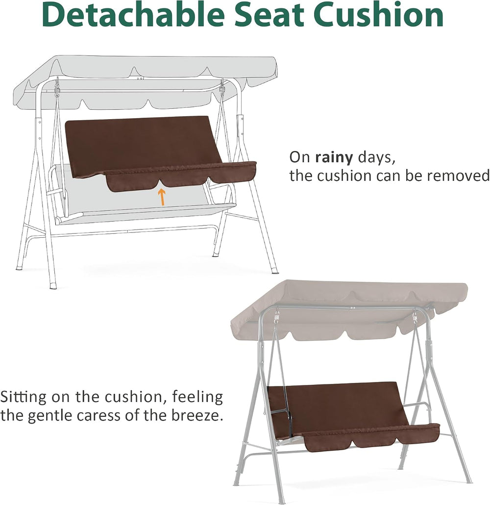MCombo 2-3 Person Outdoor Patio Swing Chair, Convertible Canopy Hanging Swing...