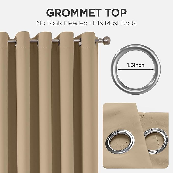 Joydeco Blackout Patio Sliding Door Curtains 108 Inches Long, Grommet Privacy...