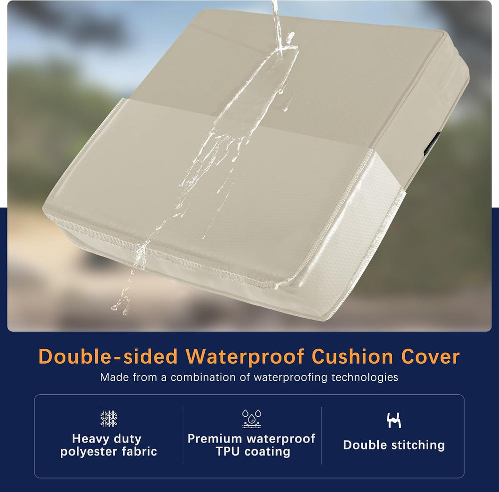 Favoyard Outdoor Patio Seat Cushions Set, 22 x 22 Inch, Waterproof, Beige