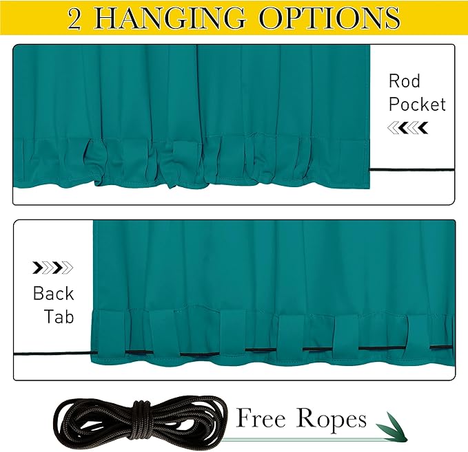 NICETOWN 2 Panels Weighted Blackout Outdoor Curtains for Patio Waterproof, Gr...