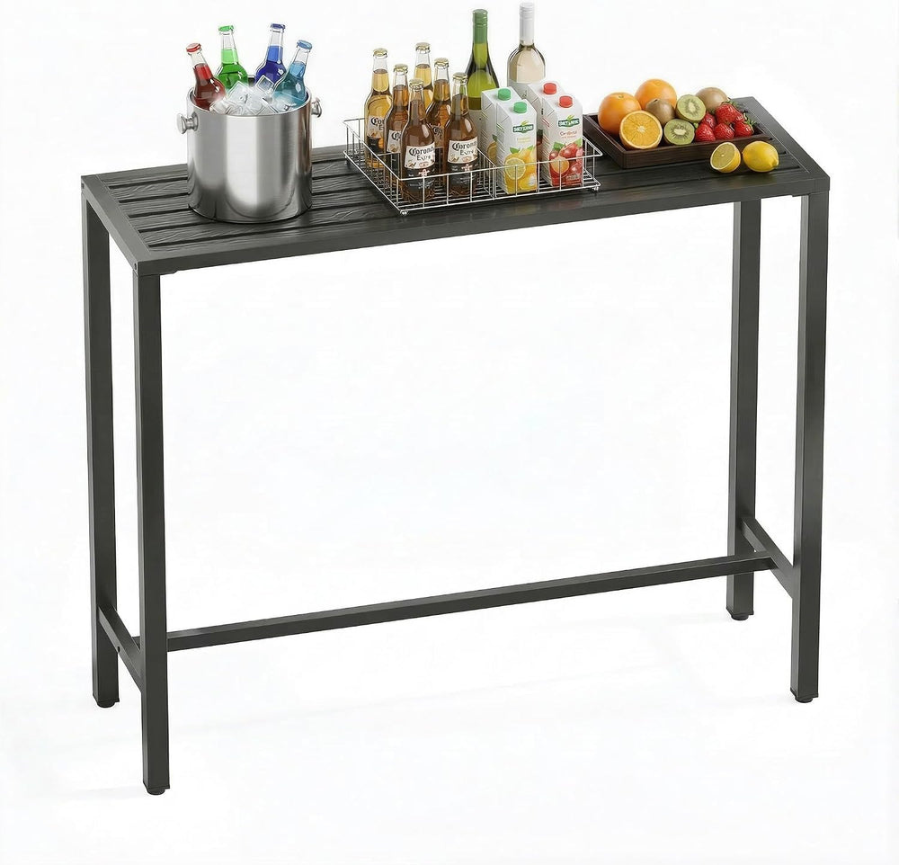 36" Outdoor Bar Height Table, Black Metal Frame with HDPE Top