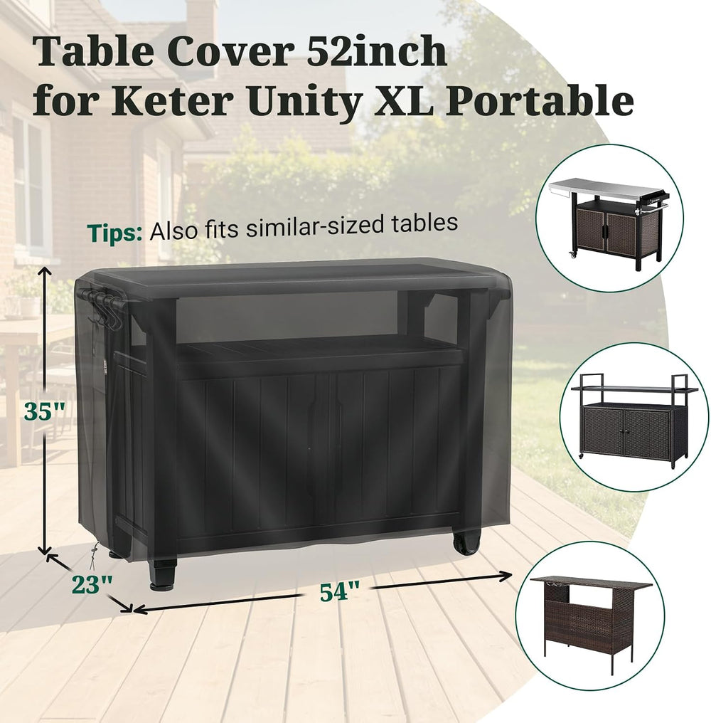 MR. COVER Outdoor prep table cover 52 inch for Keter Unity XL Outdoor Rolling...