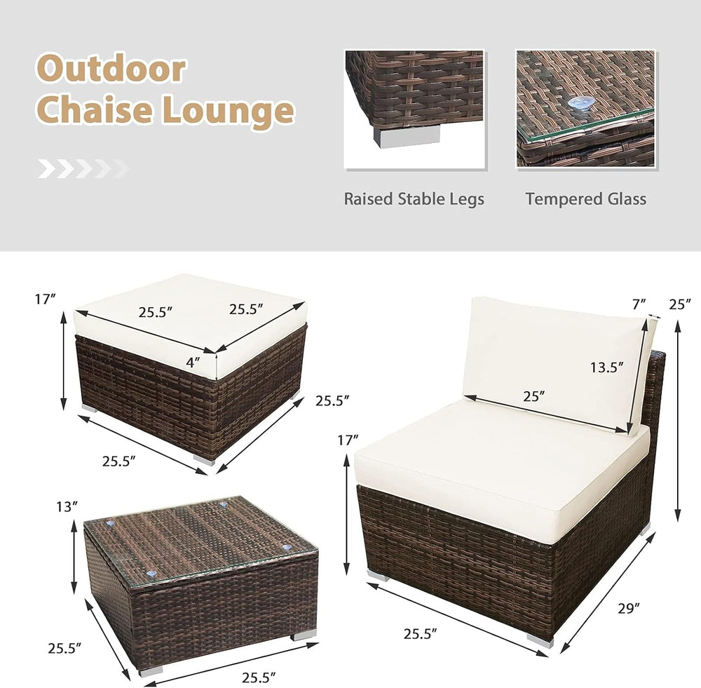 DORTALA Wicker Patio Furniture Set 5 Piece, Outdoor Conversation Sets with Ch...