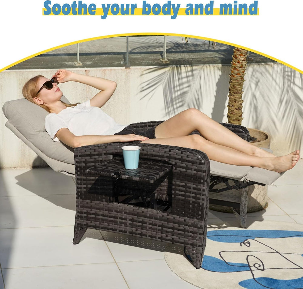 Upgraded Outdoor Recliner Chair, Reclining Patio Chairs with Adjustable Back ...