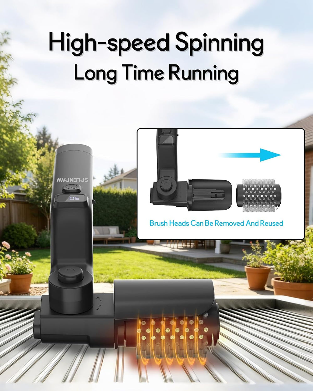 Upgraded Cordless Spinning Electric Grill Brush | 4000mA Battery, 500 RPM, 4 ...