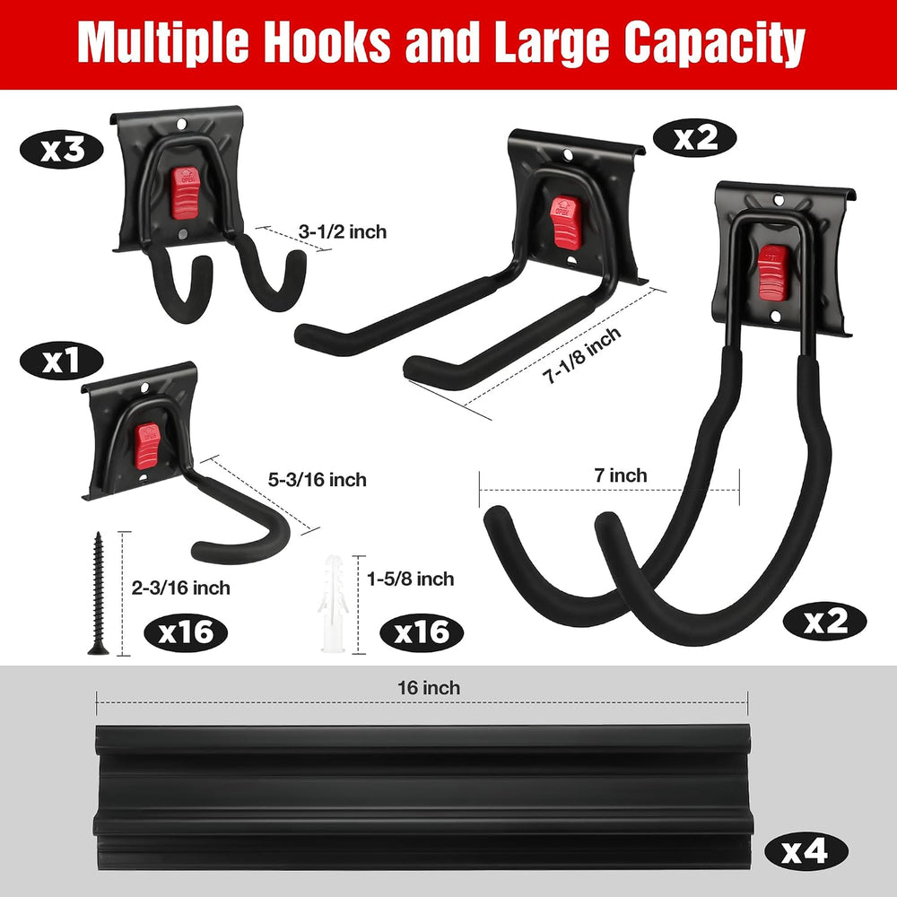 WORKPRO 64" Garage Tool Organizer Wall Mount with 8 Adjustable Hooks