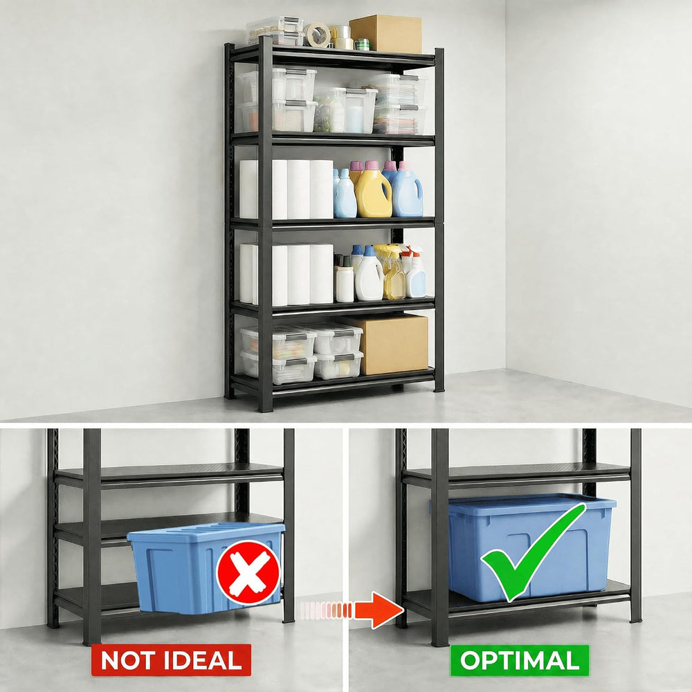 Lauxery 5-Tier Heavy Duty Storage Shelves with Lockable Casters - 3000LBS Cap...