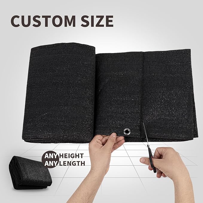 LOVE STORY Custom Size 3.3'x31' Black Balcony Privacy Screen,UV Block...