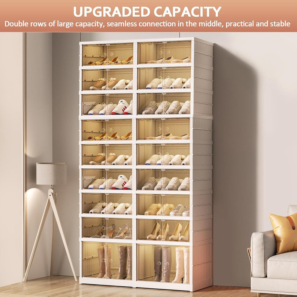 SYNCVIBE Collapsible Shoe Rack Organizer, 9 Tiers, 36 Pairs, 34.2" Wide