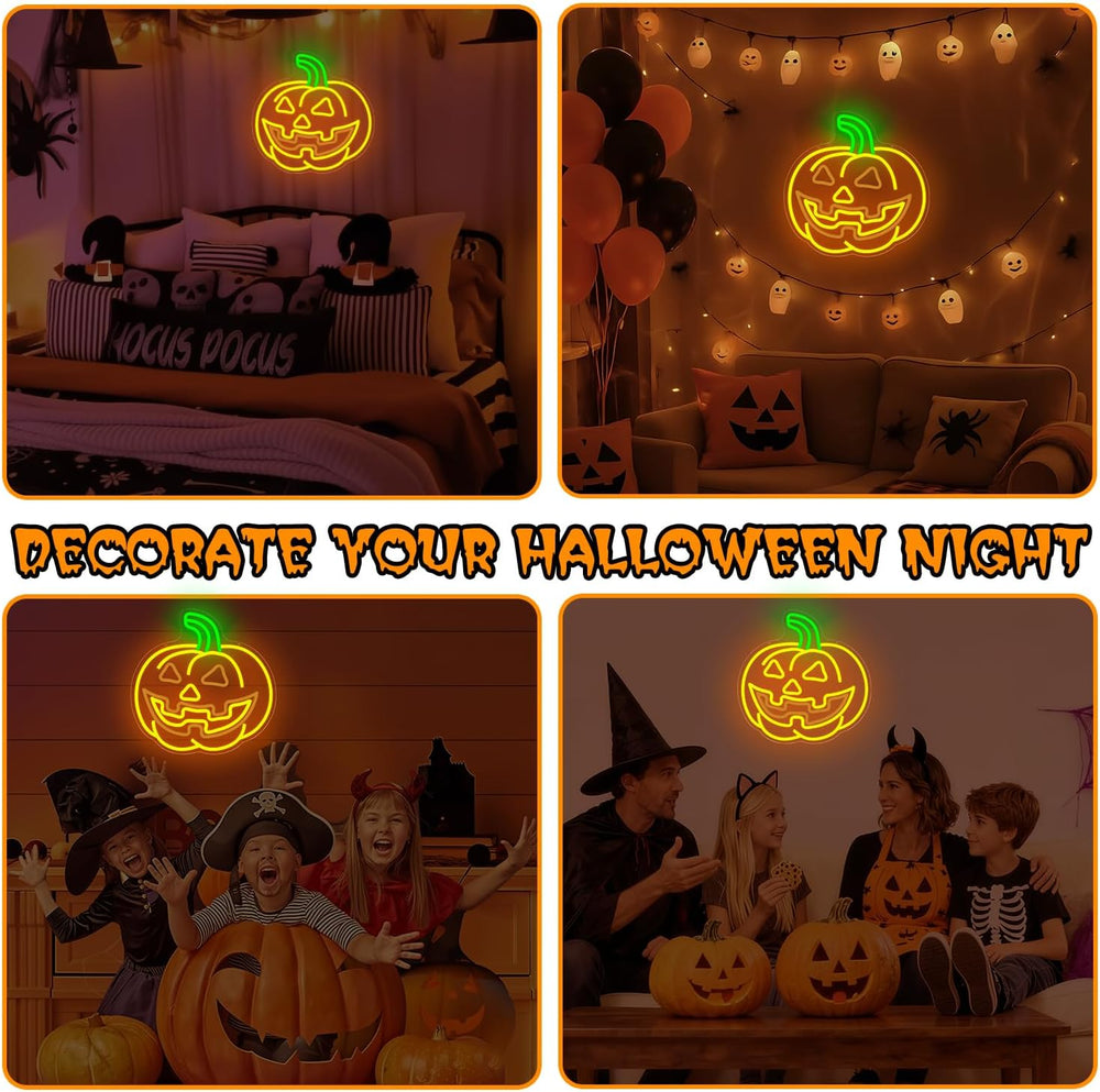 Flashing Jack-O'-Lantern Neon Sign Halloween Animated Pumpkin Led