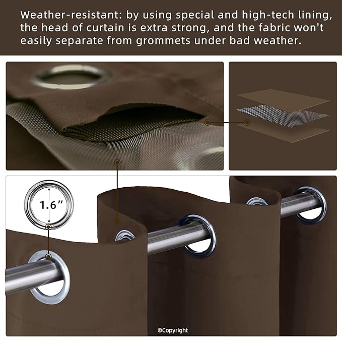 DIVA EN CAMINO DEC Outdoor Patio Curtain Waterproof Darkening Thermal Insulat...