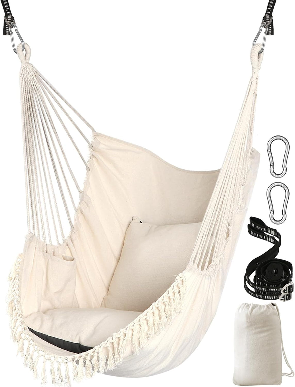 Chihee Hammock Chair with Strong Webbing Straps Hooks Suspension 2 Cushions